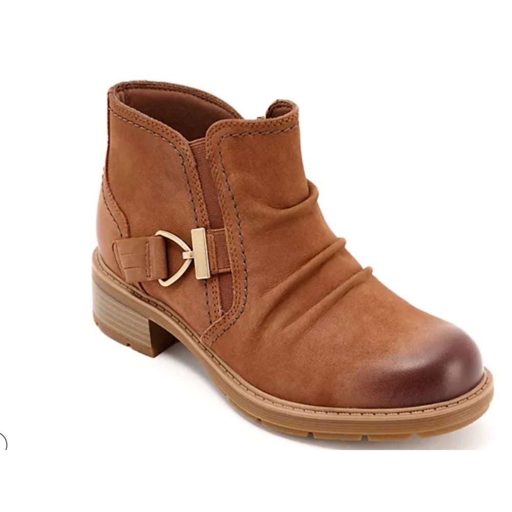 Clarks Collection Leather Ankle Boots 8.5‎ Tan Hearth Clara Faye Nubuck Leather